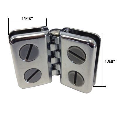 Chrome Deluxe Hinge Display Connectors for 1/8", 3/16" and 7/32" Glass