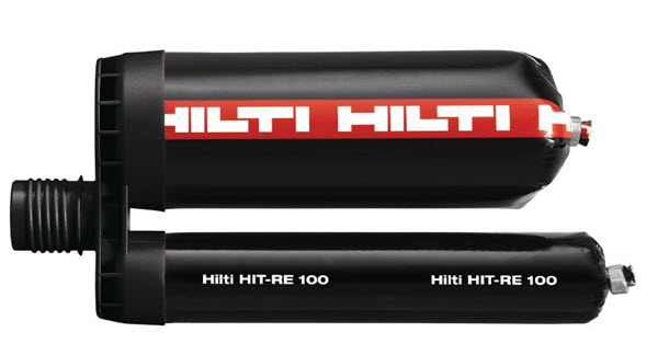 Hilti Injectable Mortar Epoxy adh RE 100 - 16.9 Oz Cartridge - Red Box Package Plus HDM 500 - 3537470