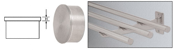 CRL Brushed Stainless Flat End Caps for 1" Diameter Tubing