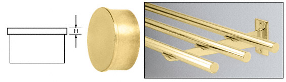 CRL Polished Brass Flat End Caps for 1" Diameter Tubing