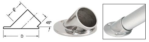 CRL Polished Stainless 45 Degree Angle Flange for 1-1/2" Tubing