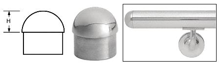 CRL Polished Stainless Dome End Caps for 1-1/2" Diameter Tubing