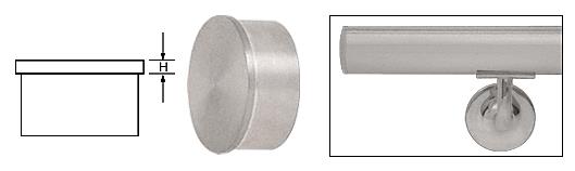 CRL Brushed Stainless Flat End Caps for 1-1/2" Diameter Tubing