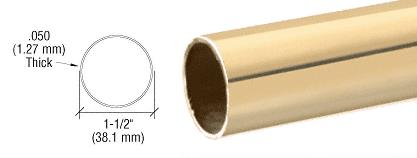 CRL 1-1/2" Polished Brass Round Tubing for Partition Posts and Sneeze Guards - 236 in Long