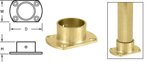 CRL Polished Brass Cut Flange for 1-1/2" Tubing