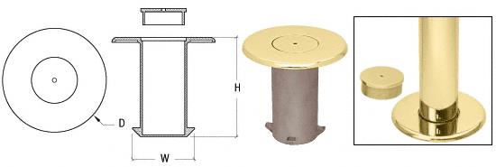 CRL Polished Brass Floor Socket with Cap for 2" Tubing