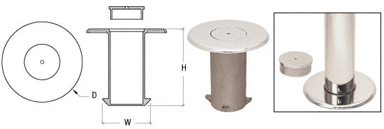 CRL Polished Stainless Floor Socket with Cap for 2" Tubing