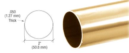 CRL 2" Polished Brass Round Tubing for Partition Posts and Sneeze Guards - 236 in Long