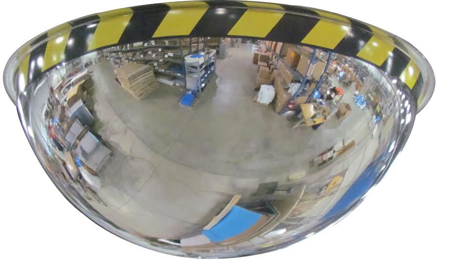 18" 360 Degree Acrylic Full Dome Mirror with Safety Caution Border