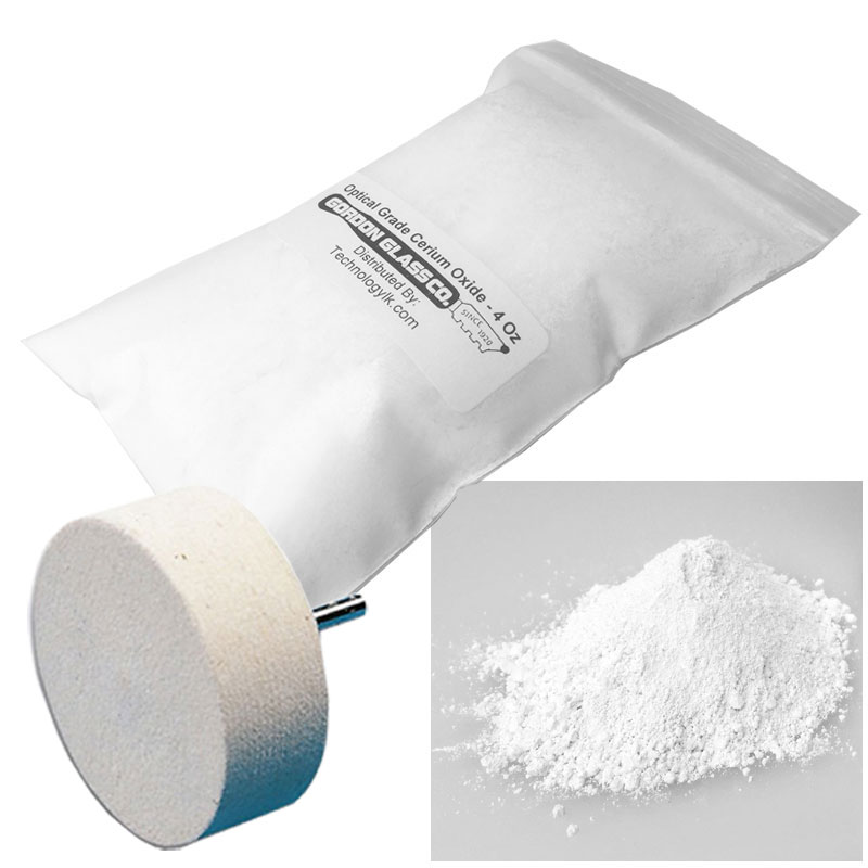 Gordon Glass&#174; Optical Grade High Purity Cerium Oxide Polishing Compound - 4 Oz and 4" Felt Polishing Wheel Kit