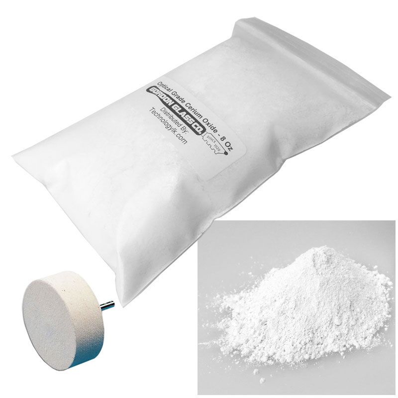 Gordon Glass&#174; Optical Grade High Purity Cerium Oxide Polishing Compound - 8 Oz and 2" Felt Polishing Wheel Kit