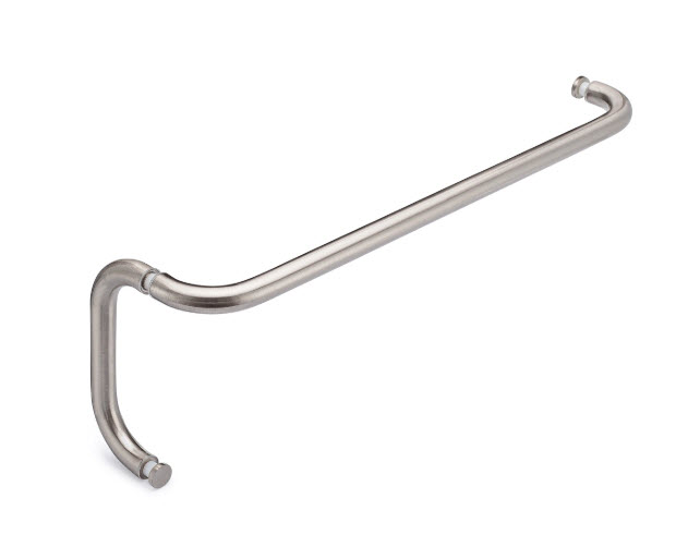 Opus II 24" Cuttable Towel Bar and 6" Pull Shower Door Combination without Rosettes - Brushed Nickel