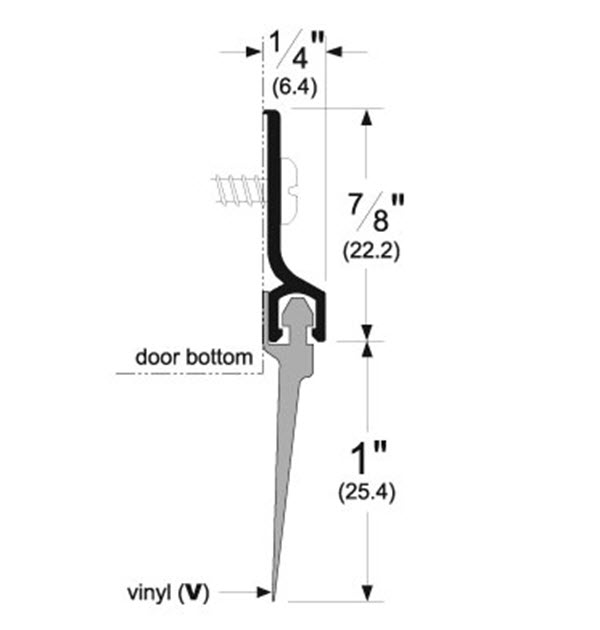Pemko 307AV36 Aluminum Finish Aluminum and Vinyl Door Bottom Sweep for 36" Door