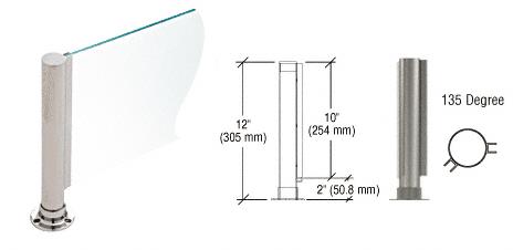 CRL 12" Round Brushed Stainless PP01 Elegant Series Counter/Partition 135 Degree Post