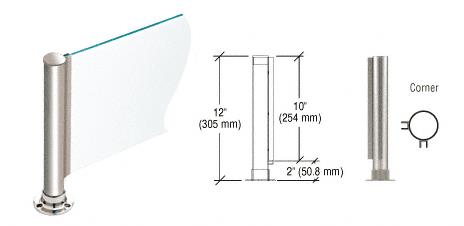 CRL 12" Round Polished Stainless PP01 Elegant Series Counter/Partition Corner Post