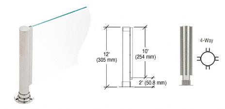 CRL 12" Round Brushed Stainless PP01 Elegant Series Counter/Partition 4-Way Post