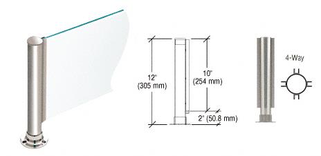 CRL 12" Round Polished Stainless PP01 Elegant Series Counter/Partition 4-Way Post