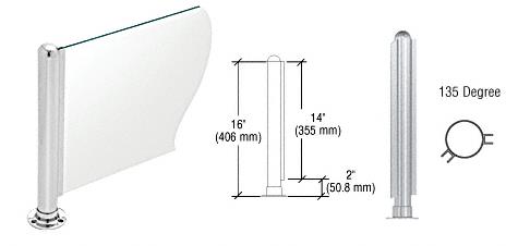 CRL 16" Round Polished Stainless PP02 Elegant Series Counter/Partition 135 Degree Post