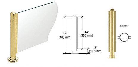 CRL 16" Round Polished Brass PP02 Elegant Series Counter/Partition Center Post