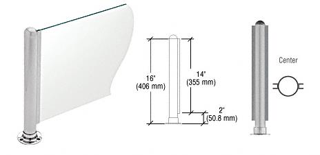 CRL 16" Round Brushed Stainless PP02 Elegant Series Counter/Partition Center Post