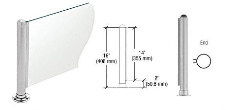 CRL 16" Round Brushed Stainless PP02 Elegant Series Counter/Partition End Post