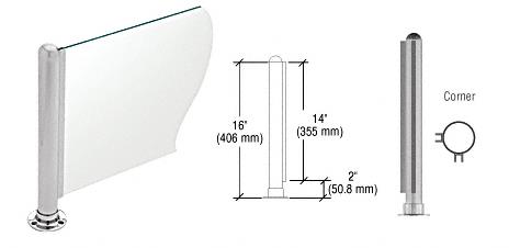 CRL 16" Round Brushed Stainless PP02 Elegant Series Counter/Partition Corner Post