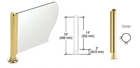 CRL 16" Round Polished Brass PP02 Elegant Series Counter/Partition Corner Post