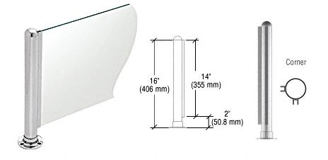CRL 16" Round Polished Stainless PP02 Elegant Series Counter/Partition Corner Post