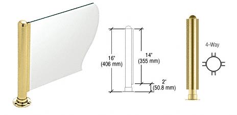 CRL 16" Round Polished Brass PP02 Elegant Series Counter/Partition 4-Way Post