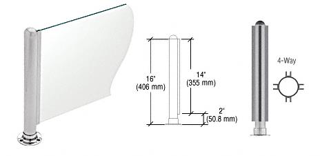 CRL 16" Round Brushed Stainless PP02 Elegant Series Counter/Partition 4-Way Post