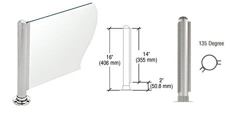 CRL 16" Round Brushed Stainless PP03 Elegant Series Counter/Partition 135 Degree Post