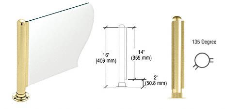 CRL 16" Round Polished Brass PP03 Elegant Series Counter/Partition 135 Degree Post