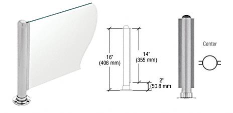 CRL 16" Round Brushed Stainless PP03 Elegant Series Counter/Partition Center Post