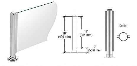 CRL 16" Round Polished Stainless PP03 Elegant Series Counter/Partition Center Post