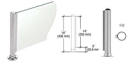 CRL 16" Round Brushed Stainless PP03 Elegant Series Counter/Partition End Post