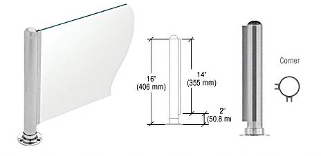 CRL 16" Round Brushed Stainless PP03 Elegant Series Counter/Partition Corner Post