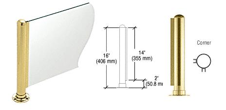 CRL 16" Round Polished Brass PP03 Elegant Series Counter/Partition Corner Post