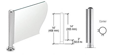 CRL 16" Round Polished Stainless PP03 Elegant Series Counter/Partition Corner Post