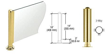 CRL 16" Round Polished Brass PP03 Elegant Series Counter/Partition 3-Way Post