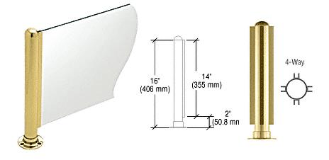 CRL 16" Round Polished Brass PP03 Elegant Series Counter/Partition 4-Way Post
