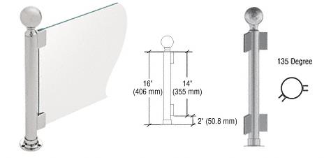 CRL 16" Round Brushed Stainless PP04 Elegant Series Counter/Partition 135 Degree Post