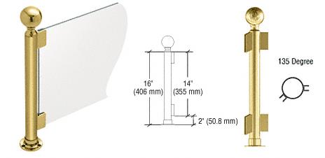 CRL 16" Round Polished Brass PP04 Elegant Series Counter/Partition 135 Degree Post