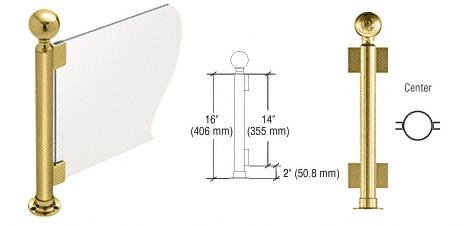 CRL 16" Round Polished Brass PP04 Elegant Series Counter/Partition Center Post
