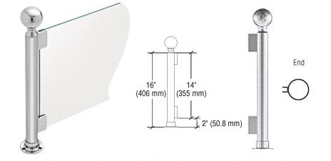 CRL 16" Round Polished Stainless PP04 Elegant Series Counter/Partition End Post