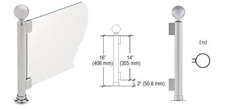 CRL 16" Round Brushed Stainless PP04 Elegant Series Counter/Partition End Post