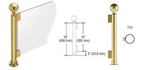 CRL 16" Round Polished Brass PP04 Elegant Series Counter/Partition End Post