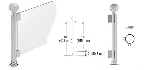 CRL 16" Round Brushed Stainless PP04 Elegant Series Counter/Partition Corner Post