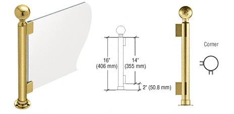 CRL 16" Round Polished Brass PP04 Elegant Series Counter/Partition Corner Post