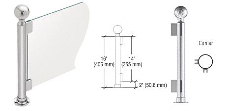 CRL 16" Round Polished Stainless PP04 Elegant Series Counter/Partition Corner Post