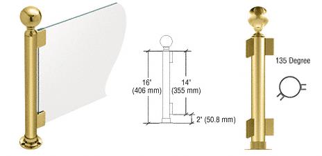CRL 16" Round Polished Brass PP05 Elegant Series Counter/Partition 135 Degree Post